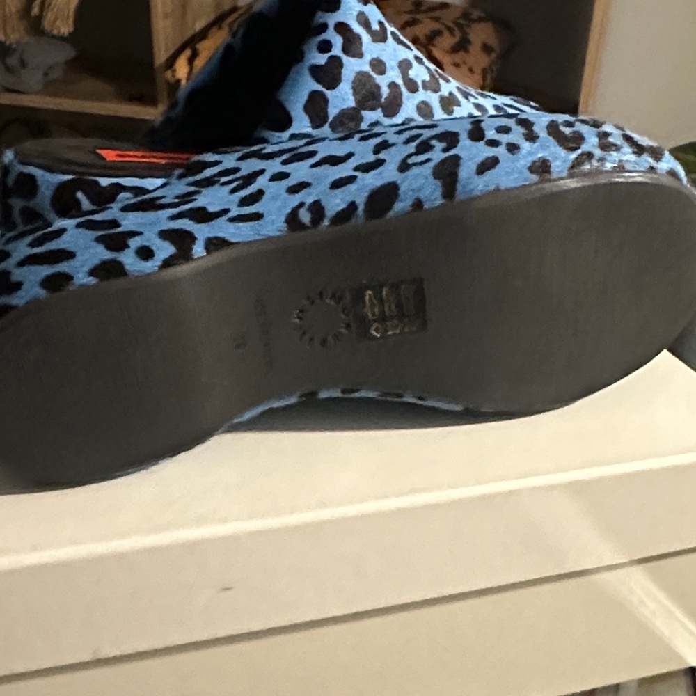 Simon Miller Blue and Black Leopard Calf hair Mules - Picture 6 of 8
